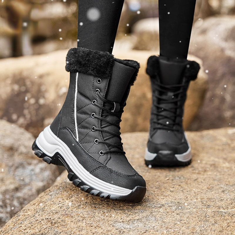 Women's Winter Thermal Snow Boots - Warm Fleece Lined Lace Up Boots