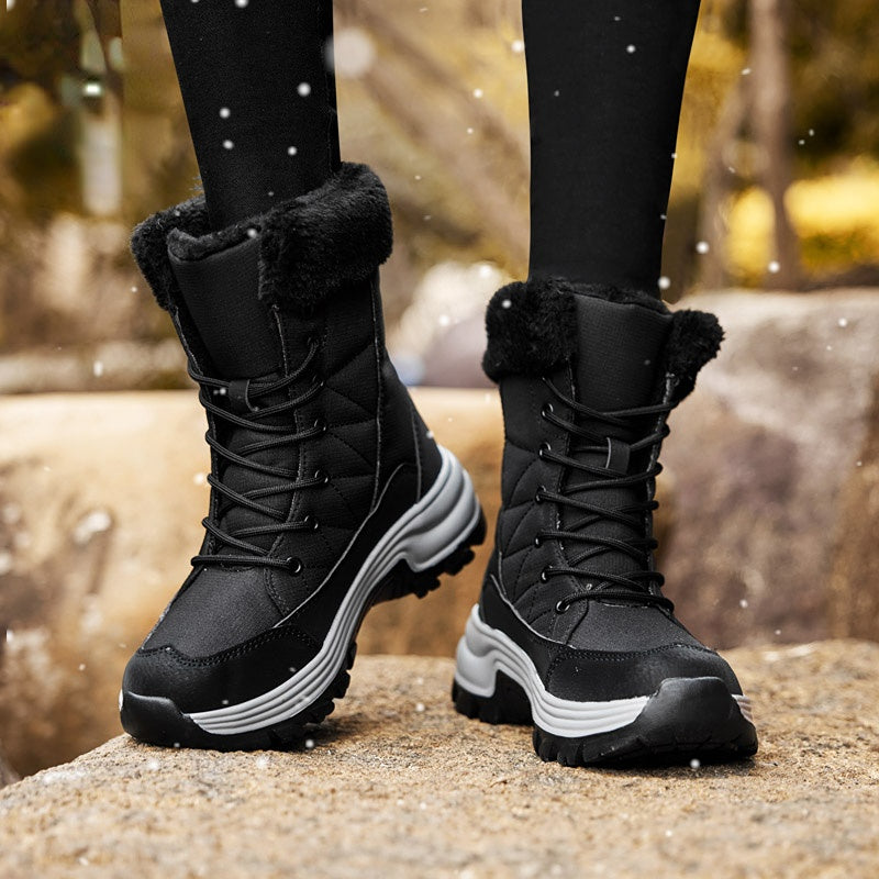 Women's Winter Thermal Snow Boots - Warm Fleece Lined Lace Up Boots
