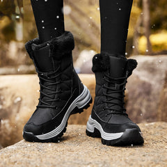 Women's Winter Thermal Snow Boots - Warm Fleece Lined Lace Up Boots