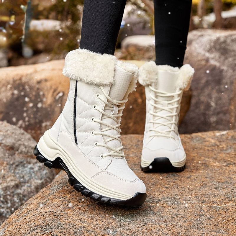 Women's Winter Thermal Snow Boots - Warm Fleece Lined Lace Up Boots