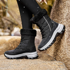 Women's Winter Thermal Snow Boots - Warm Fleece Lined Lace Up Boots