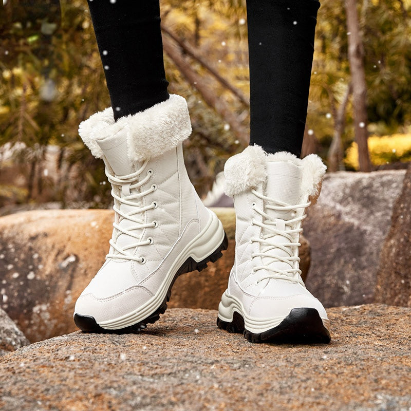 Women's Winter Thermal Snow Boots - Warm Fleece Lined Lace Up Boots