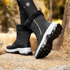 Women's Winter Thermal Snow Boots - Warm Fleece Lined Lace Up Boots