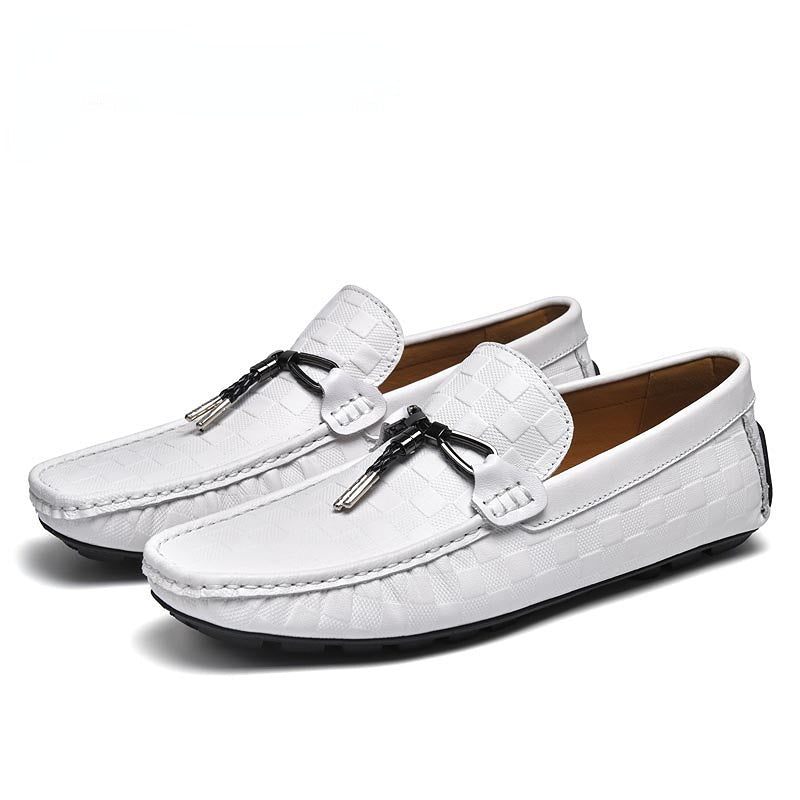 Men's Plaid Slip On Loafers Wear Resistant