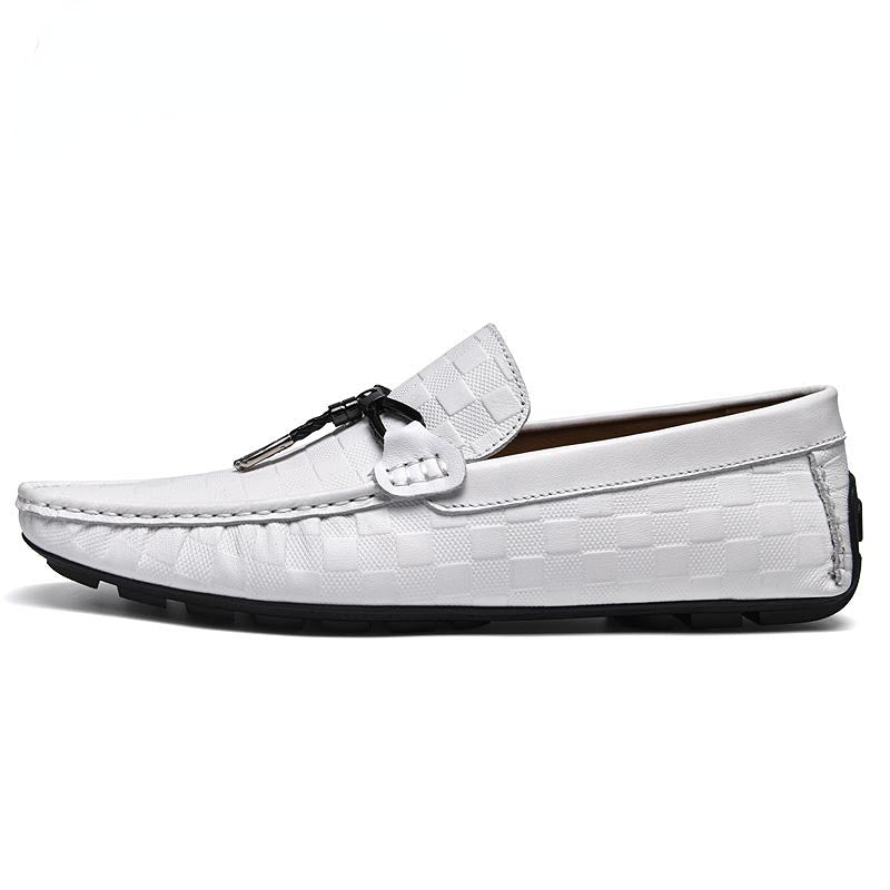 Men's Plaid Slip On Loafers Wear Resistant