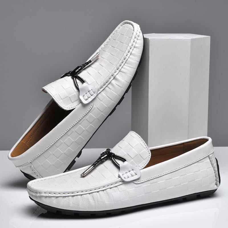 Men's Plaid Slip On Loafers Wear Resistant