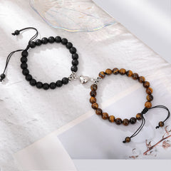 Heart Matching Stone Beads Bracelets Set for Couple