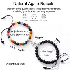 Heart Matching Stone Beads Bracelets Set for Couple