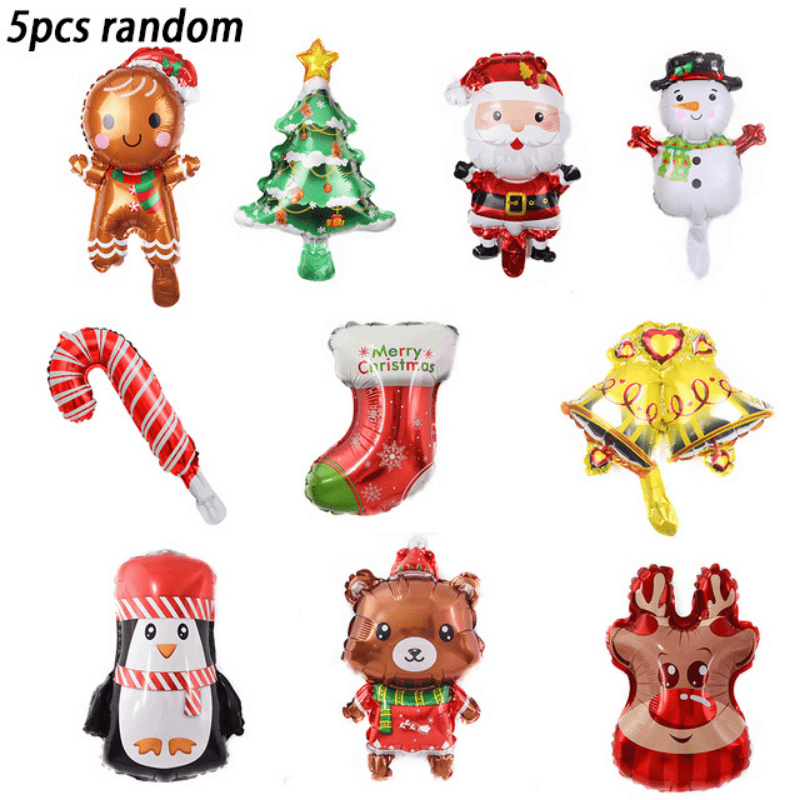 5pcs Mini Christmas Aluminum Balloons Snow Leopard Christmas Tree Santa Claus