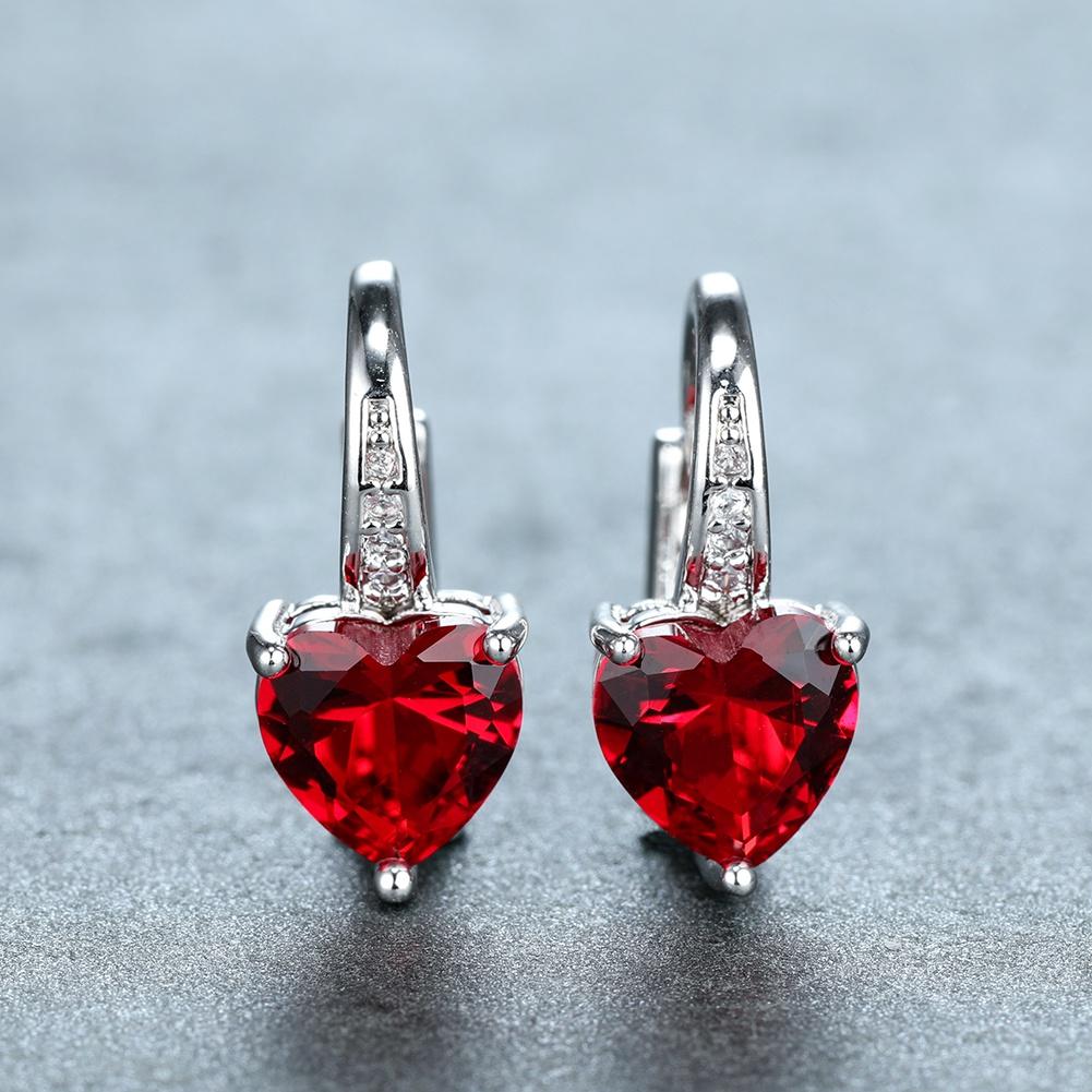 Heart Shape Zircon Ear Buckle Earrings 18K Plated Copper Ear Jewelry