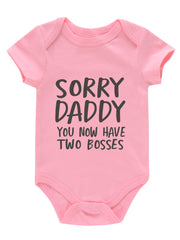 Newborn Infant Romper Letter Print Short Sleeve Bodysuit For Baby Girls