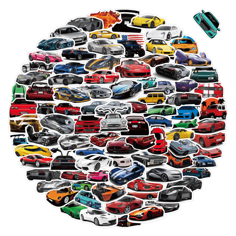 100 Sports Car Graffiti Waterproof Stickers DIY Materials