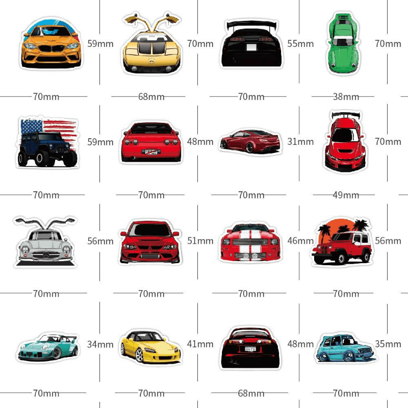 100 Sports Car Graffiti Waterproof Stickers DIY Materials