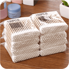 100pcs Wooden Stick Double Head Swab Sanitary Beauty Stick