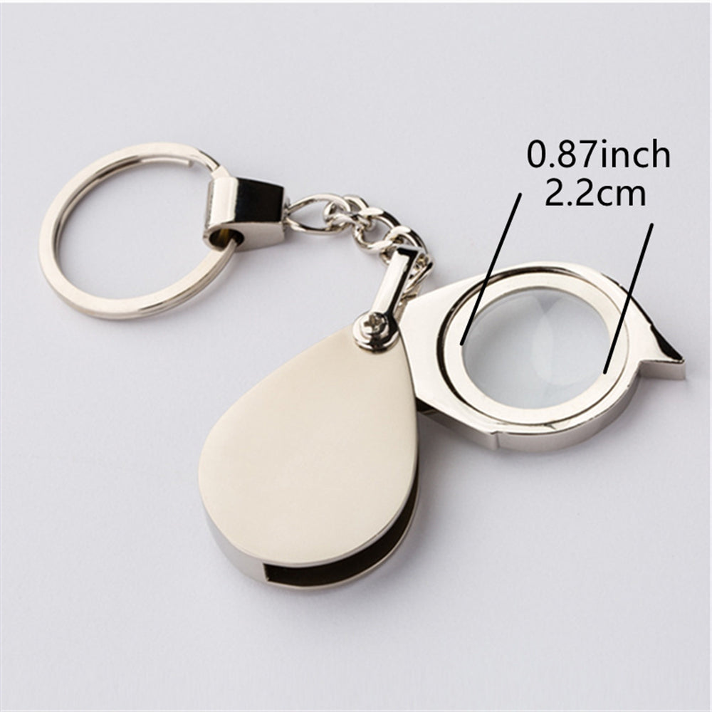 Portable Pocket Reading Magnifier 10X Folding Metal Jewelry Magnifier Keychain