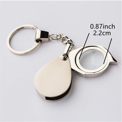 Portable Pocket Reading Magnifier 10X Folding Metal Jewelry Magnifier Keychain