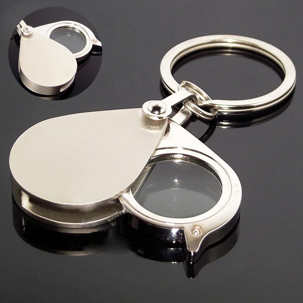 Portable Pocket Reading Magnifier 10X Folding Metal Jewelry Magnifier Keychain