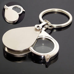 Portable Pocket Reading Magnifier 10X Folding Metal Jewelry Magnifier Keychain