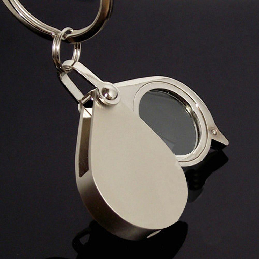 Portable Pocket Reading Magnifier 10X Folding Metal Jewelry Magnifier Keychain