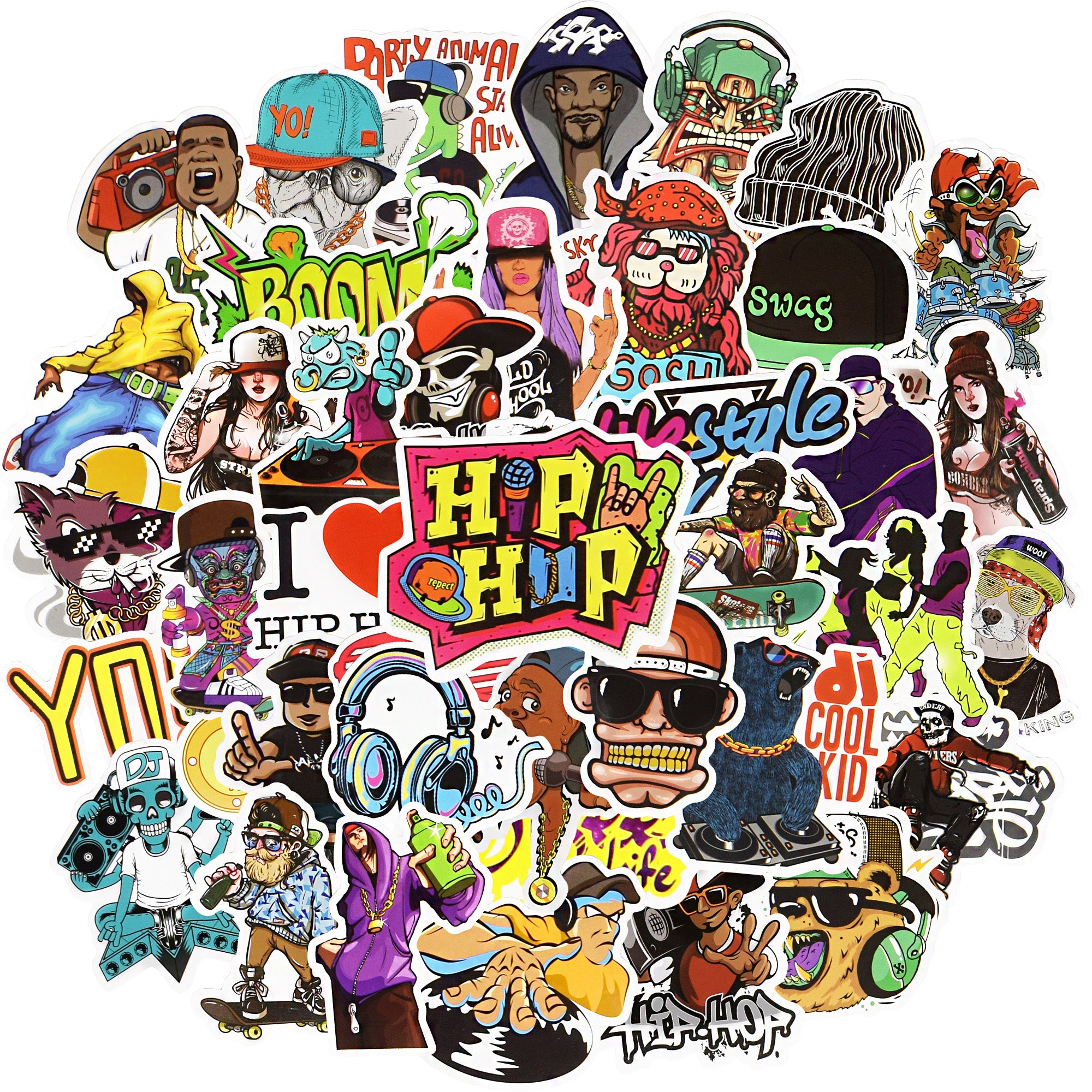 50Pcs Hip Hop Rock Doodle Stickers for Laptop Skateboard Car Decal
