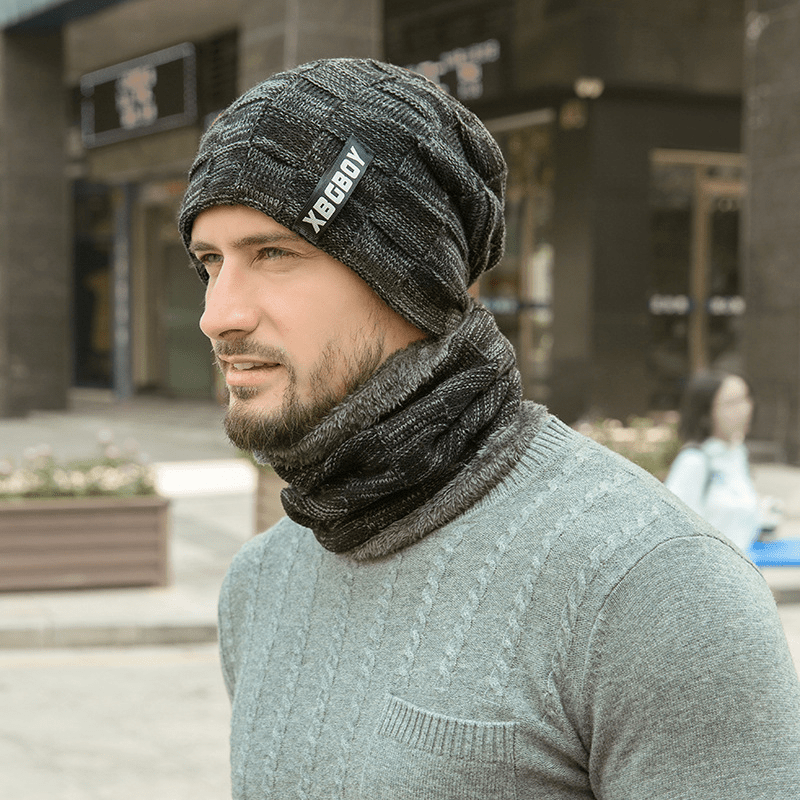 Men's Winter Pullover Cap And Muffler Set
