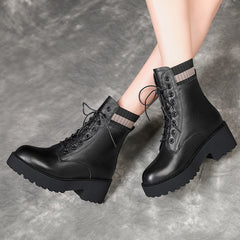 Women's Platform Combat Boots Lace Up Ankle Boots