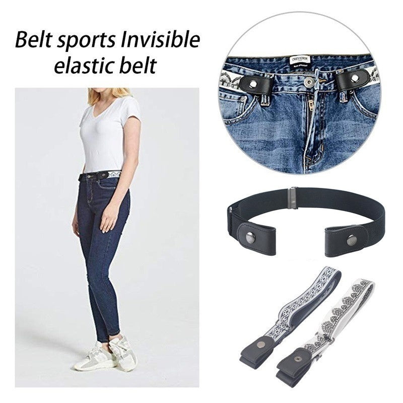 Men's No Buckle Elastic Waist Belt Casual Adjustable Elastic Buckle Belt