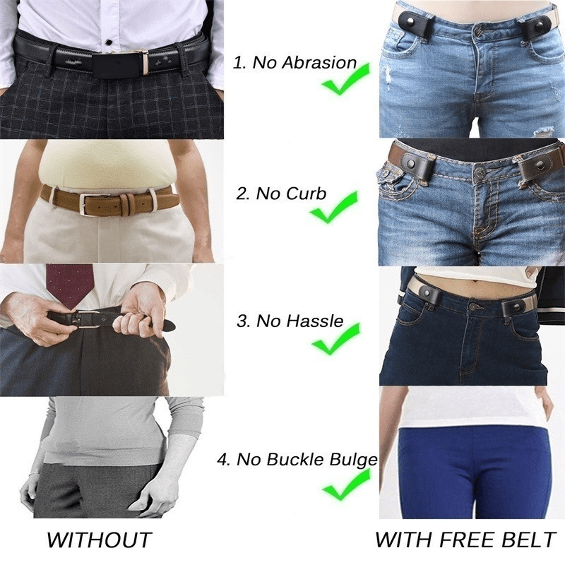 Men's No Buckle Elastic Waist Belt Casual Adjustable Elastic Buckle Belt