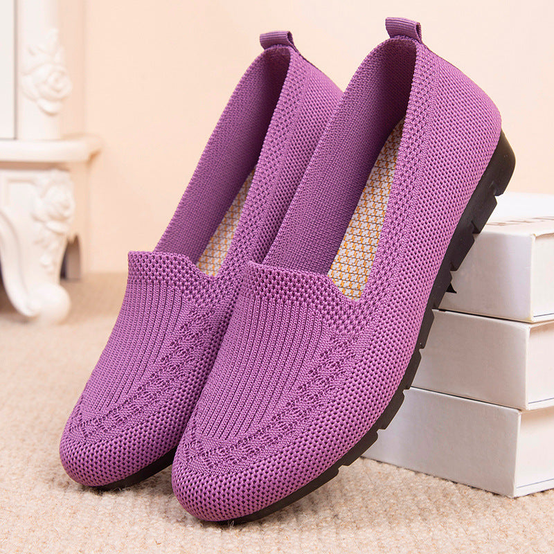 Women's Knitted Solid Loafers Lightweight Non slip Flat Slip On Shoes