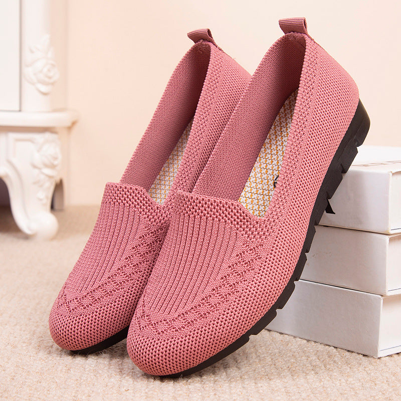 Women's Knitted Solid Loafers Lightweight Non slip Flat Slip On Shoes