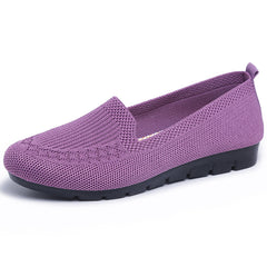 Women's Knitted Solid Loafers Lightweight Non slip Flat Slip On Shoes