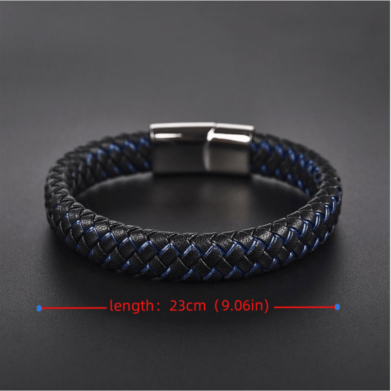 22Cm Punk Braided Leather Bracelet