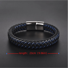 22Cm Punk Braided Leather Bracelet