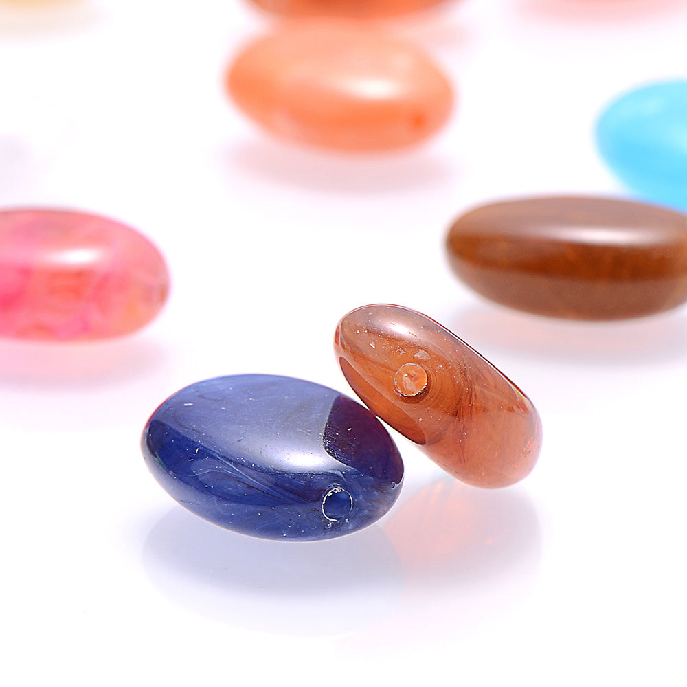 20pcs Flat Oval Acrylic Beads Mix Spacer Beads DIY Jewelry Supplies Accessories