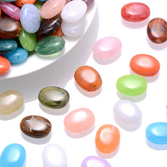 20pcs Flat Oval Acrylic Beads Mix Spacer Beads DIY Jewelry Supplies Accessories
