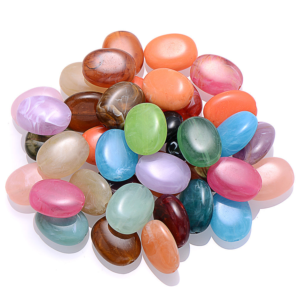 20pcs Flat Oval Acrylic Beads Mix Spacer Beads DIY Jewelry Supplies Accessories