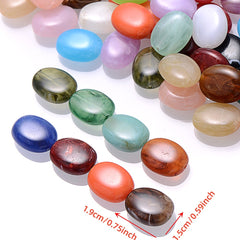 20pcs Flat Oval Acrylic Beads Mix Spacer Beads DIY Jewelry Supplies Accessories
