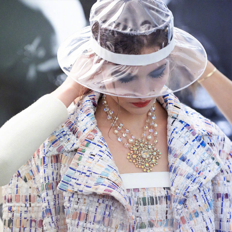 Clear Bucket Hat Women Sun Visor Waterproof Rain Transparent Plastic Wide Brim