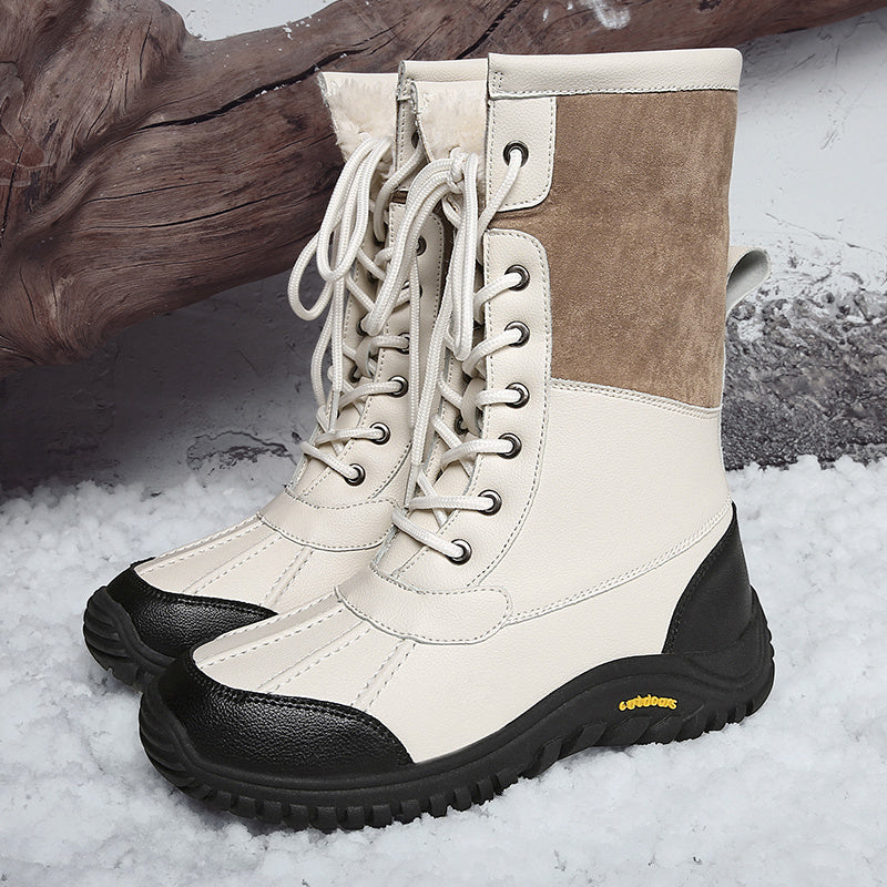 Women's Waterproof Snow Boots Faux Fur Lined Lace Up Platform