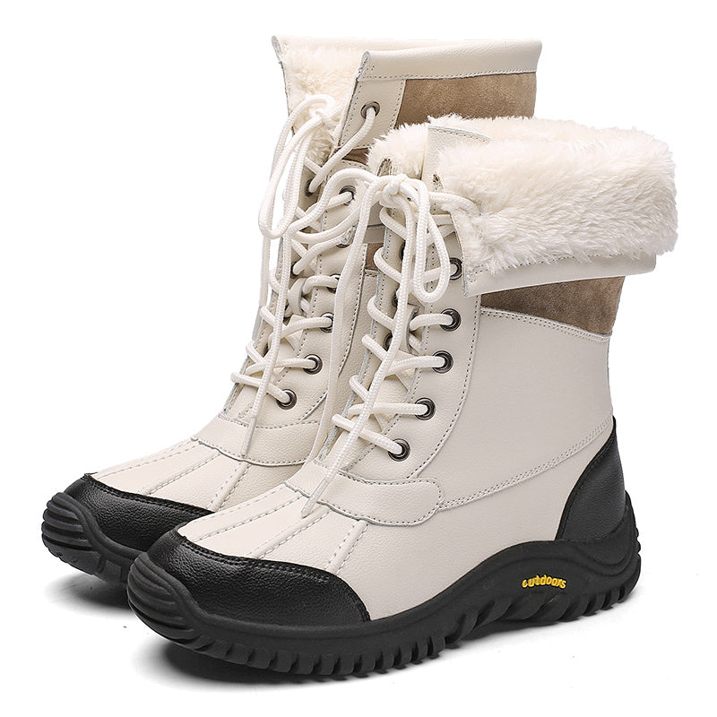 Women's Waterproof Snow Boots Faux Fur Lined Lace Up Platform