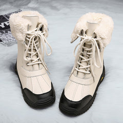 Women's Waterproof Snow Boots Faux Fur Lined Lace Up Platform