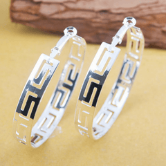 Chunky Big Hoop Earrings 925 Silver Plated Geometric Jewelry For Women Girls