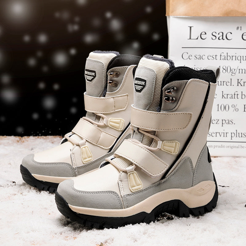 Women's High Top Hook And Loop Snow Boots Winter Warm Plush Snow Boots