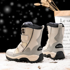Women's High Top Hook And Loop Snow Boots Winter Warm Plush Snow Boots