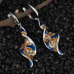 Boho Flower-shaped Drop Earrings with Zircon Pendant