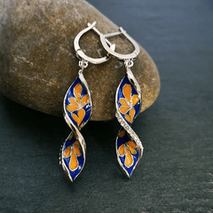 Boho Flower-shaped Drop Earrings with Zircon Pendant