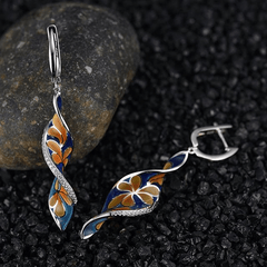 Boho Flower-shaped Drop Earrings with Zircon Pendant