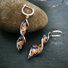 Boho Flower-shaped Drop Earrings with Zircon Pendant