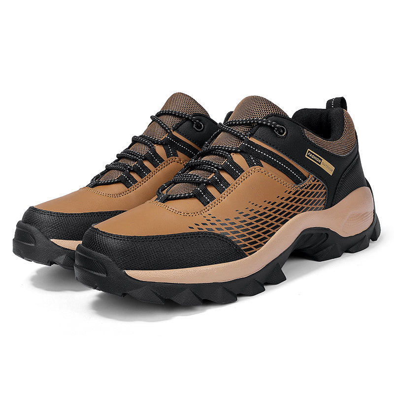 Men's Faux Leather Hiking Sneakers Wear Resistant Outdoor Shoes
