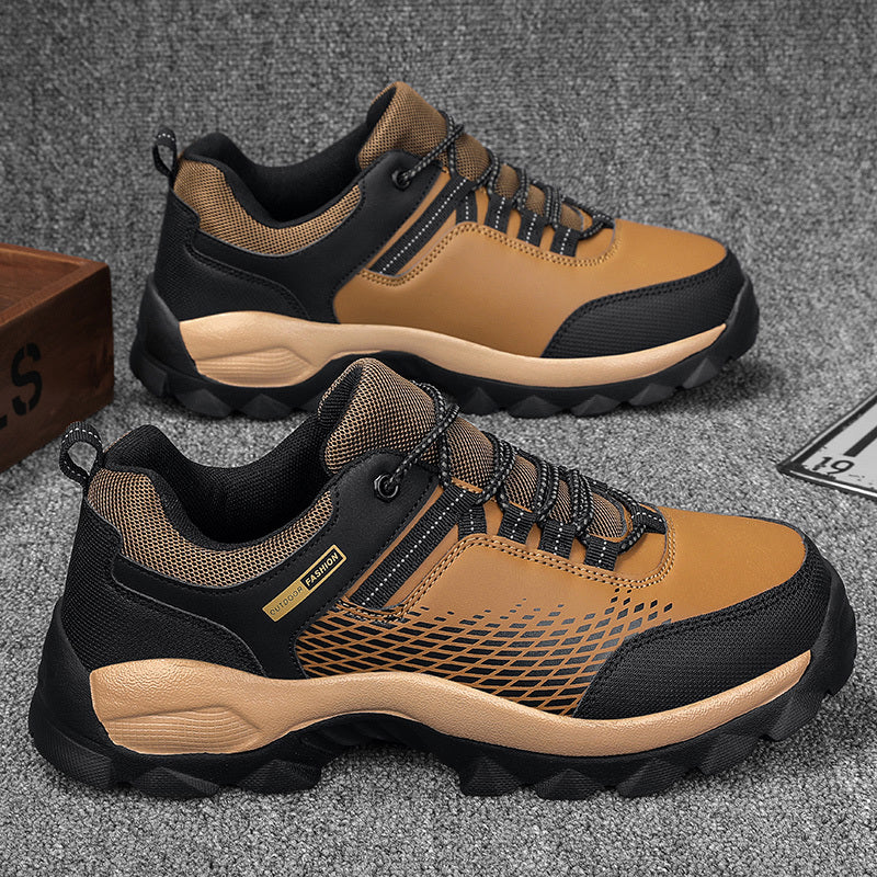 Men's Faux Leather Hiking Sneakers Wear Resistant Outdoor Shoes